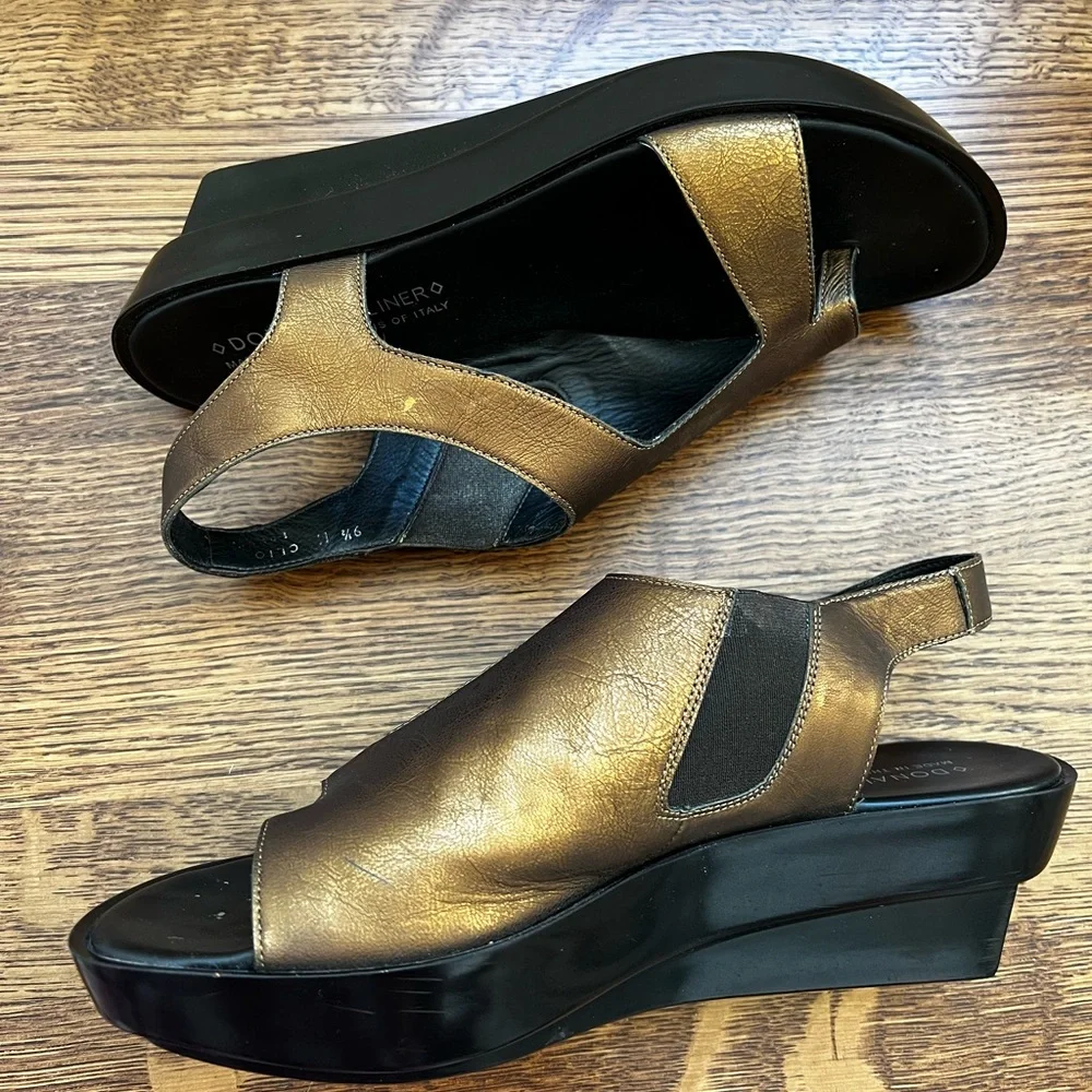 DONALD J PLINER Metallic Clio Wedge Sandals Date Night Slip On Bronze Summer 9.5